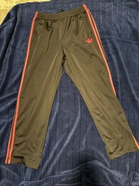 Adidas Track Pants Black with Pink Stripes Trefoil Logo Size L Joggers